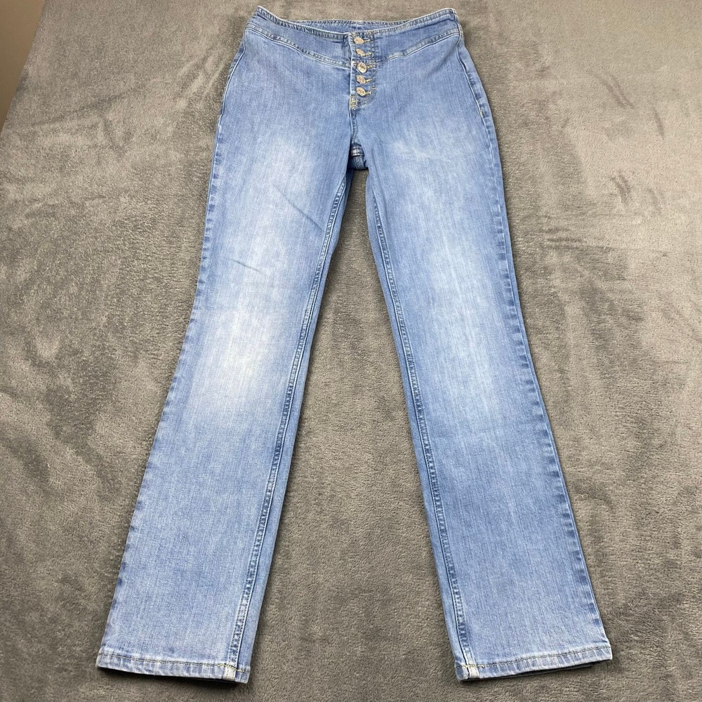 Free People Womens 26 Jeans Light Wash High Rise Button Fly Straight Leg Denim